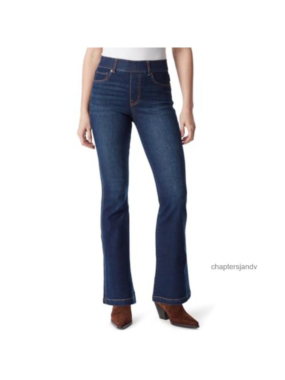 Pull On High Rise Flare Jeans Shape Effect Comfort Waist Bell Bottom